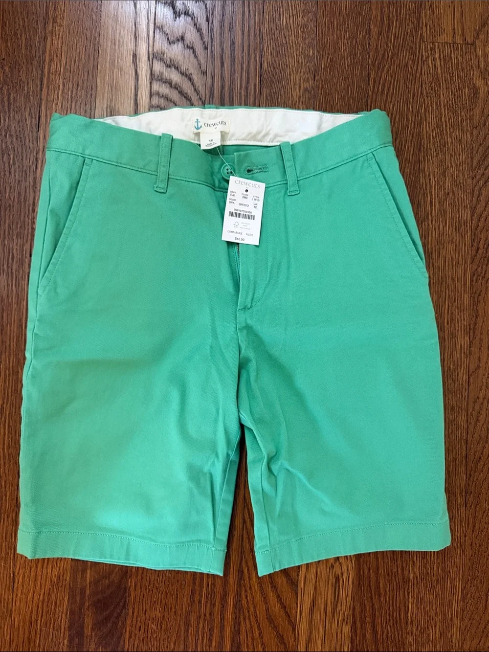 NWT Crewcuts boys size 12 Mint Green Flat-Front Chino Shorts